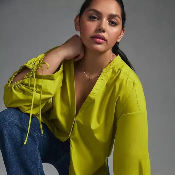Pilcro Tops - Pilcro Anthropologie Poplin Drawstring Blouse